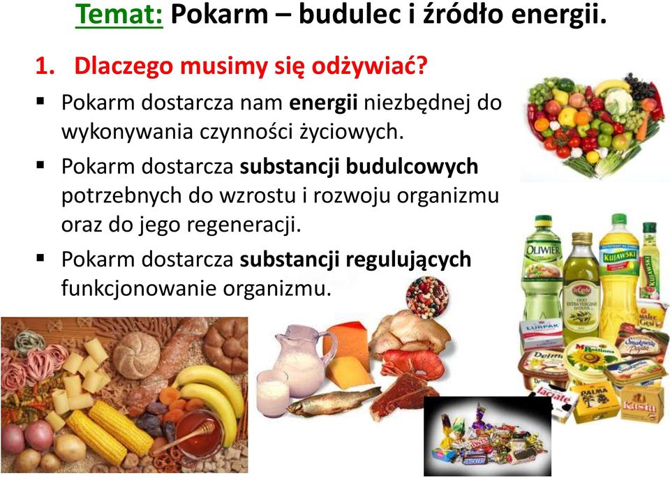 Pokarm dostarcza substancji budulcowych potrzebnych do wzrostu i rozwoju