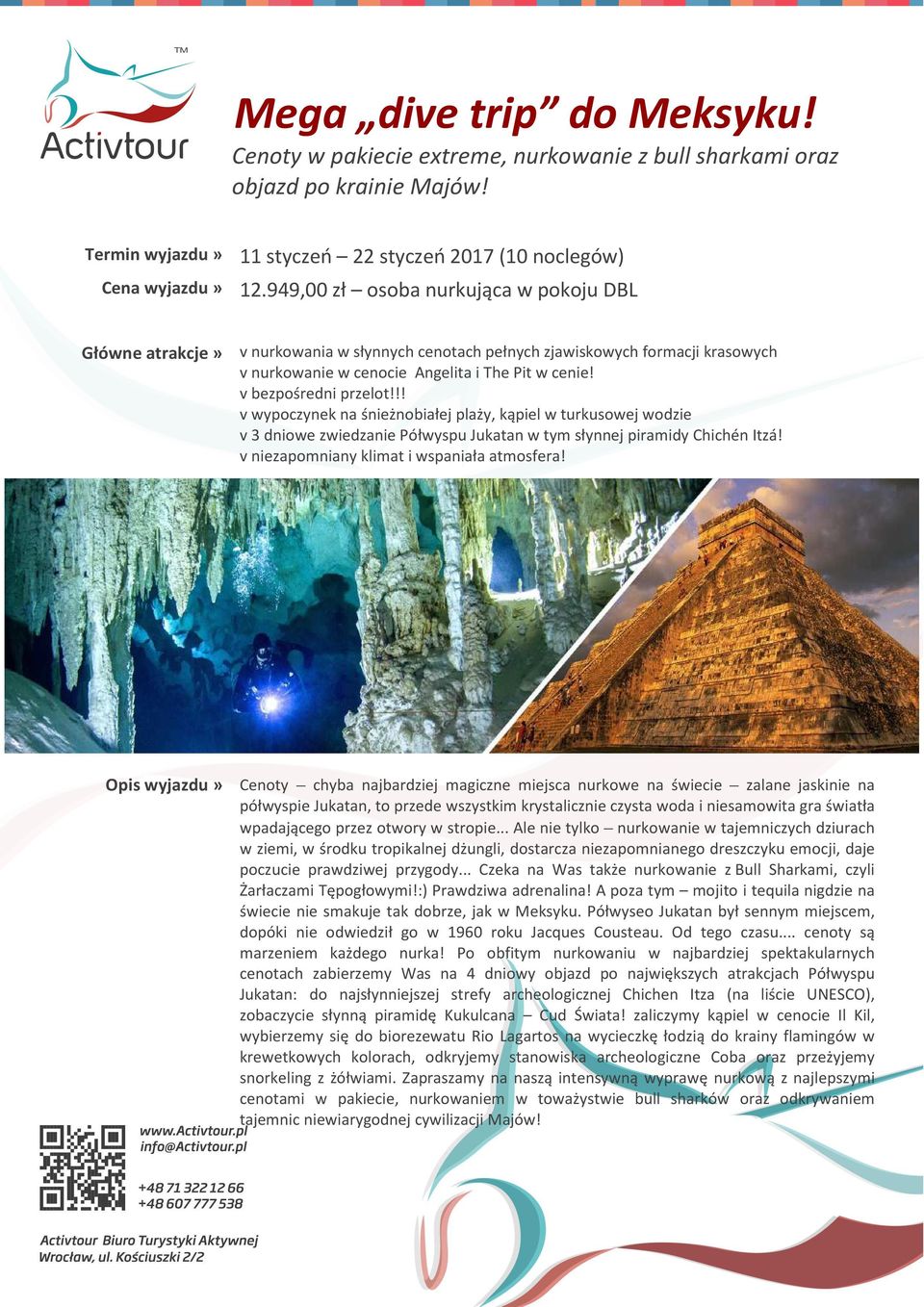 v bezpośredni przelot!!! v wypoczynek na śnieżnobiałej plaży, kąpiel w turkusowej wodzie v 3 dniowe zwiedzanie Półwyspu Jukatan w tym słynnej piramidy Chichén Itzá!