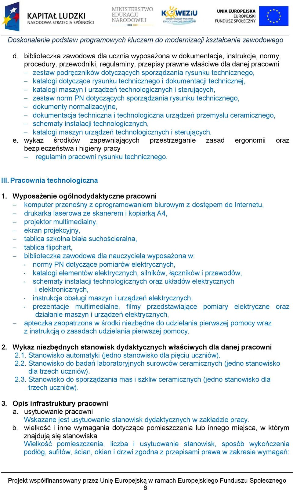 sporządzania rysunku technicznego, dokumenty normalizacyjne, dokumentacja techniczna i technologiczna urządzeń przemysłu ceramicznego, schematy instalacji technologicznych, katalogi maszyn urządzeń