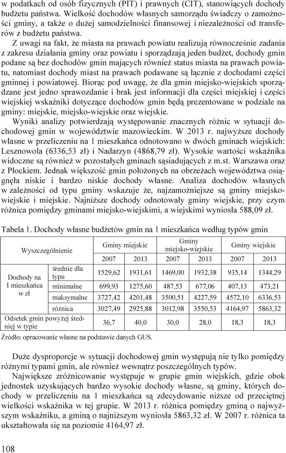 Z uwagi na fakt, że miasta na prawach powiatu realizują równocześnie zadania z zakresu działania gminy oraz powiatu i sporządzają jeden budżet, dochody gmin podane są bez dochodów gmin mających
