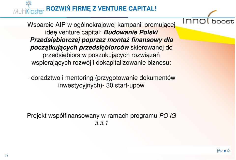 poprzez montaż finansowy dla początkujących przedsiębiorców skierowanej do przedsiębiorstw poszukujących