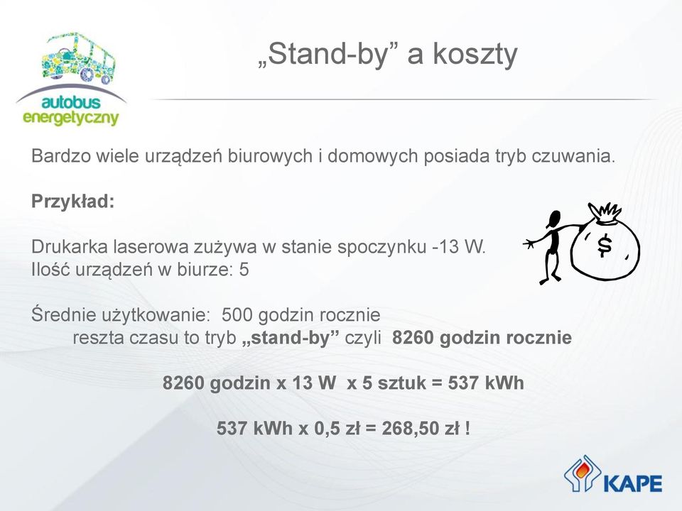 Ilość urządzeń w biurze: 5 Średnie użytkowanie: 500 godzin rocznie reszta czasu to