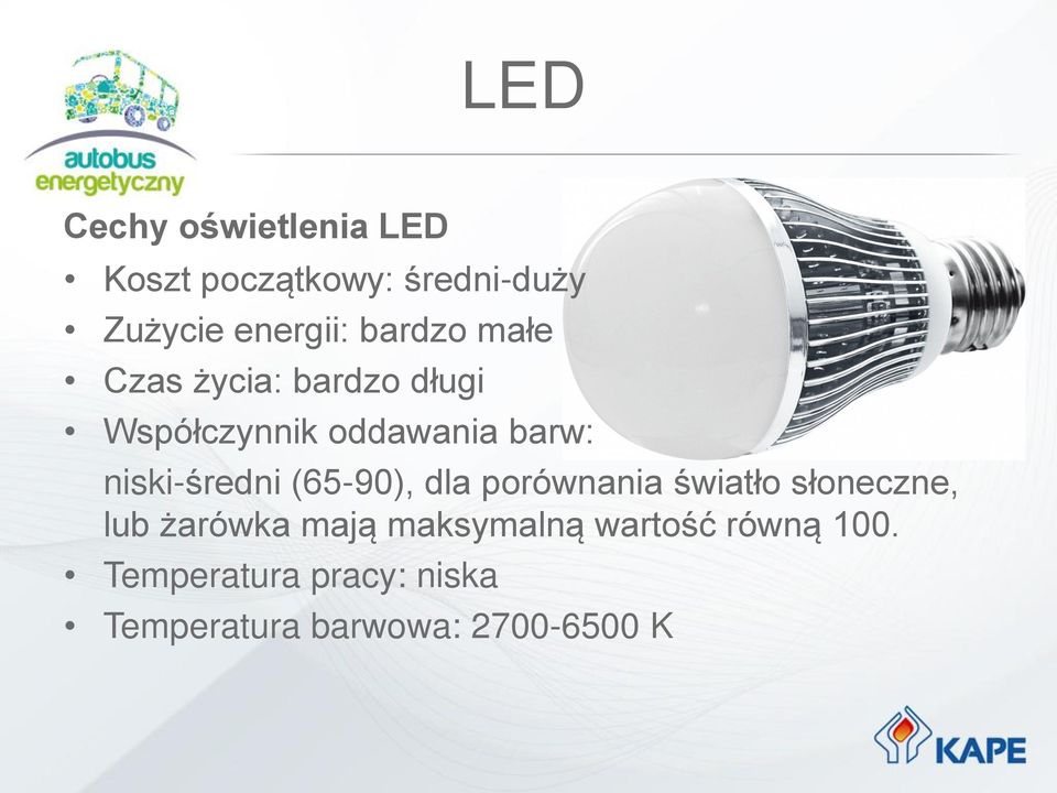 niski-średni (65-90), dla porównania światło słoneczne, lub żarówka mają