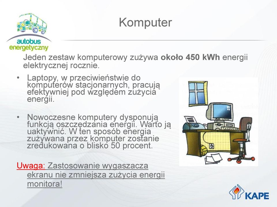 Nowoczesne komputery dysponują funkcją oszczędzania energii. Warto ją uaktywnić.