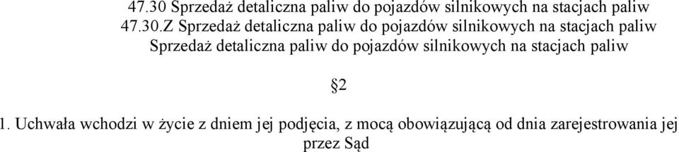 Z Sprzedaż detaliczna paliw do pojazdów silnikowych na stacjach paliw Sprzedaż