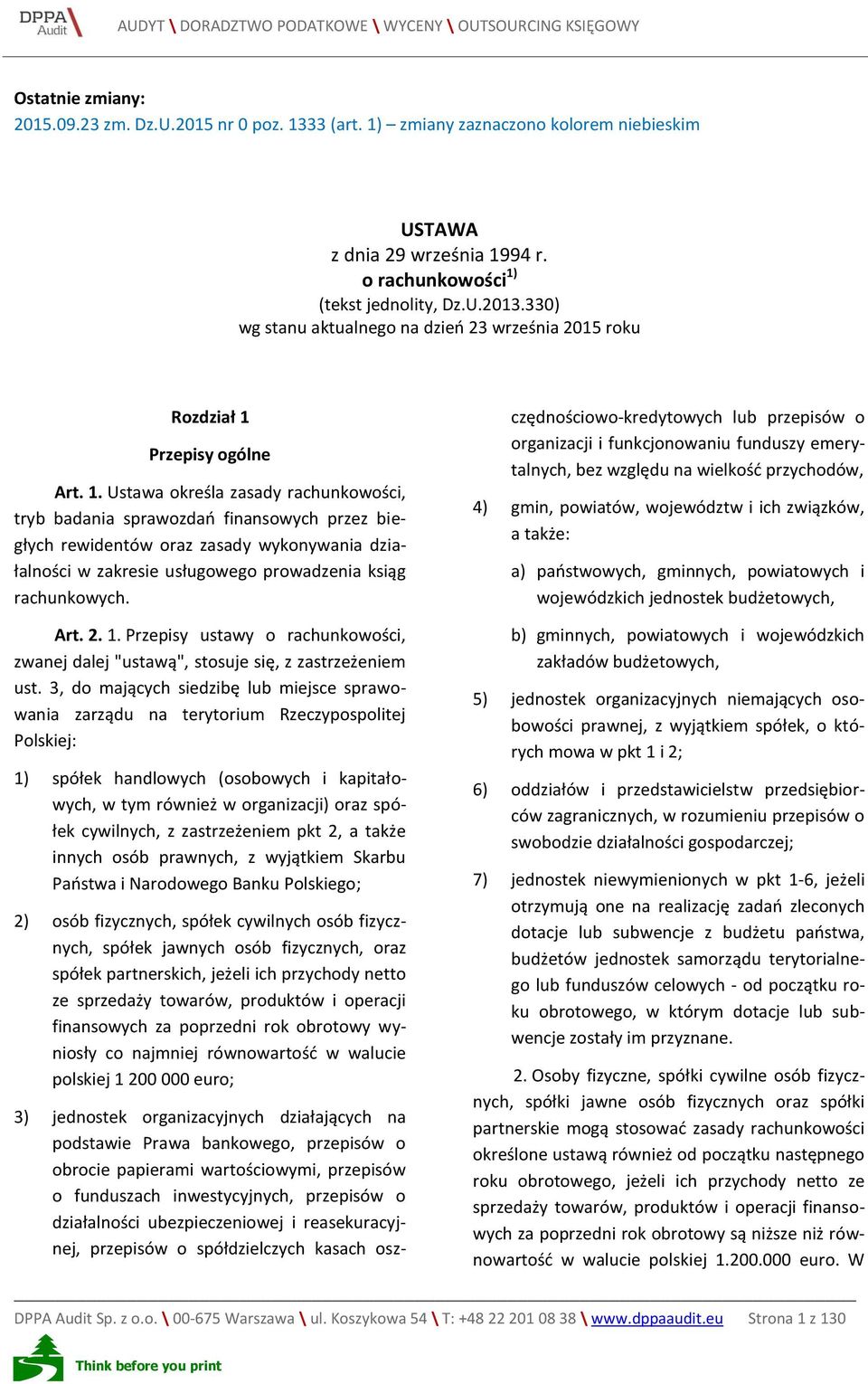 Przepisy ogólne Art. 1.