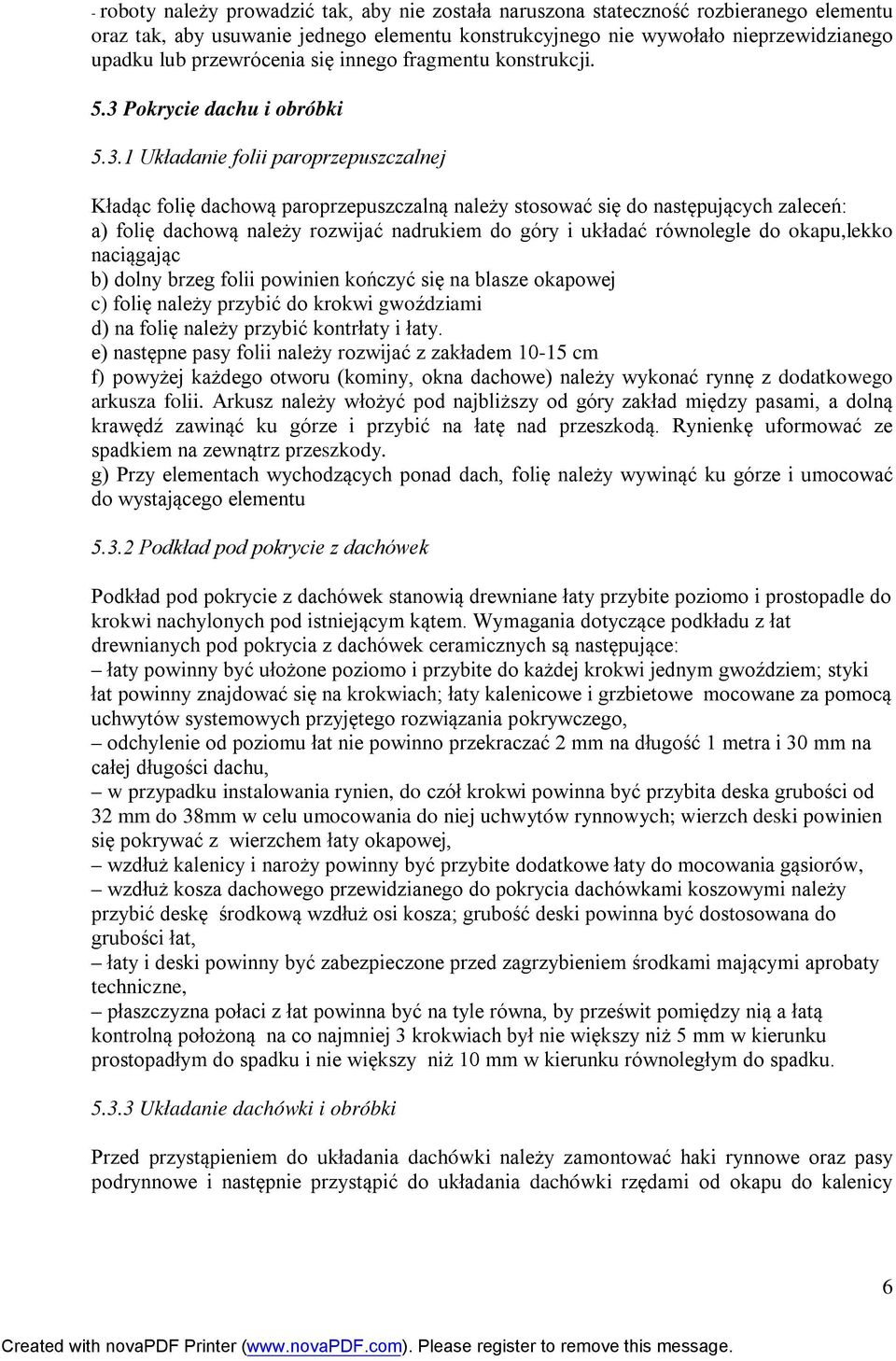 Pokrycie dachu i obróbki 5.3.