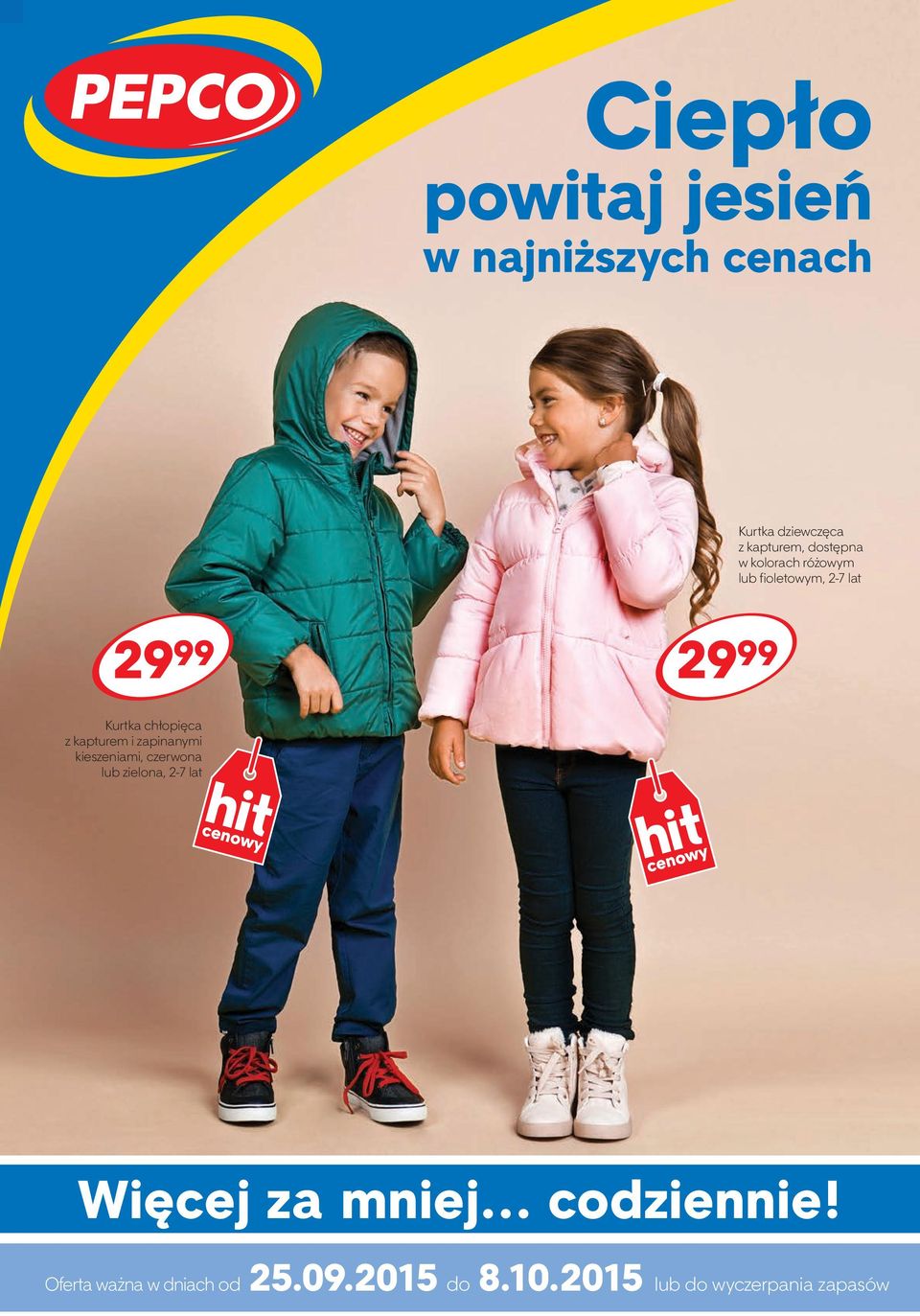 chłopięca z kapturem i zapinanymi kieszeniami, czerwona lub zielona, 2-7 lat