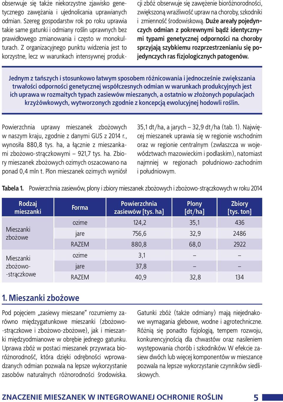 Z organizacyjnego punktu widzenia jest to korzystne, lecz w warunkach intensywnej produkcji zbóż obserwuje się zawężenie bioróżnorodności, zwiększoną wrażliwość upraw na choroby, szkodniki i