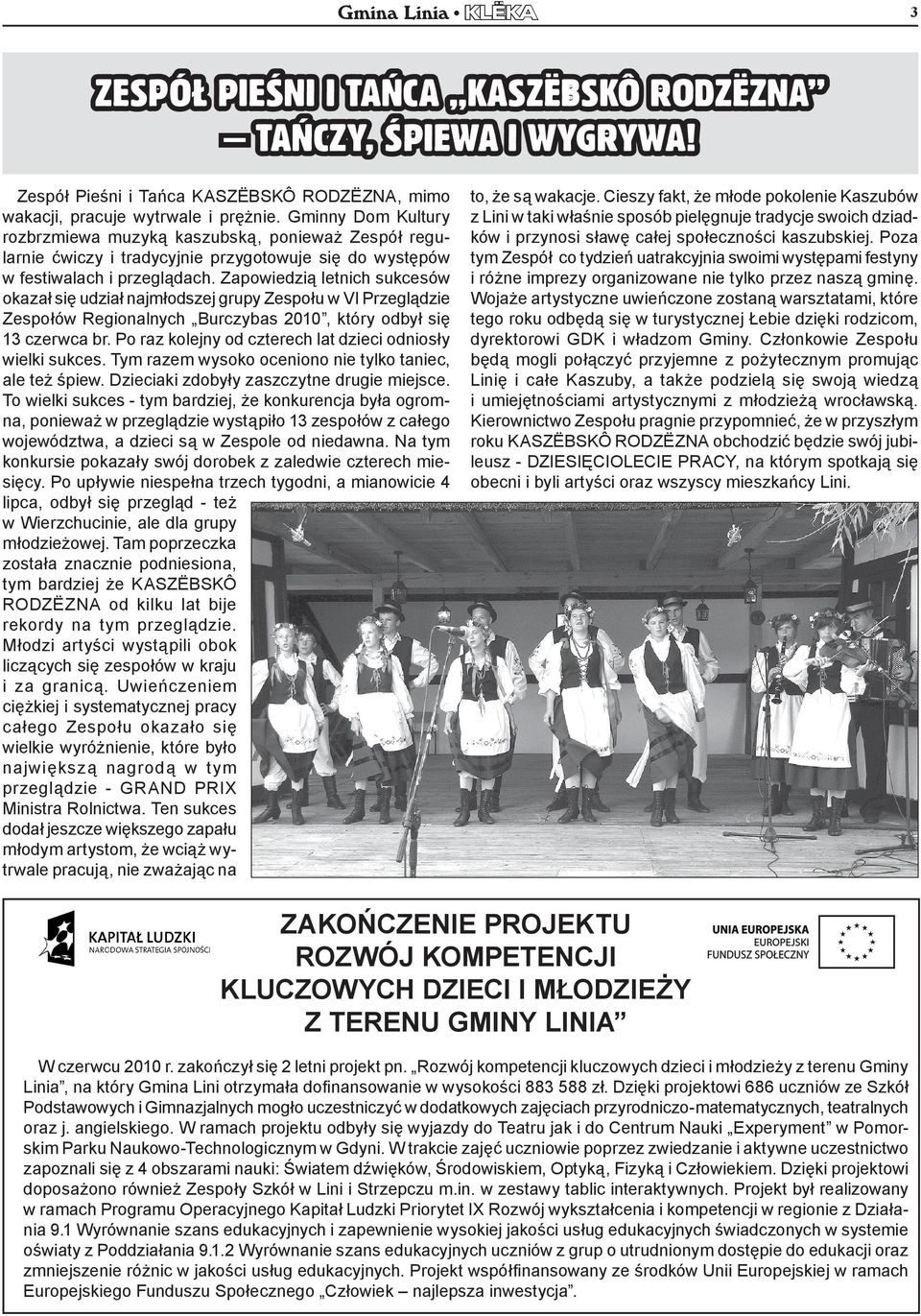 Zapowiedzią letnich sukcesów okazał się udział najmłodszej grupy Zespołu w VI Przeglądzie Zespołów Regionalnych Burczybas 2010, który odbył się 13 czerwca br.