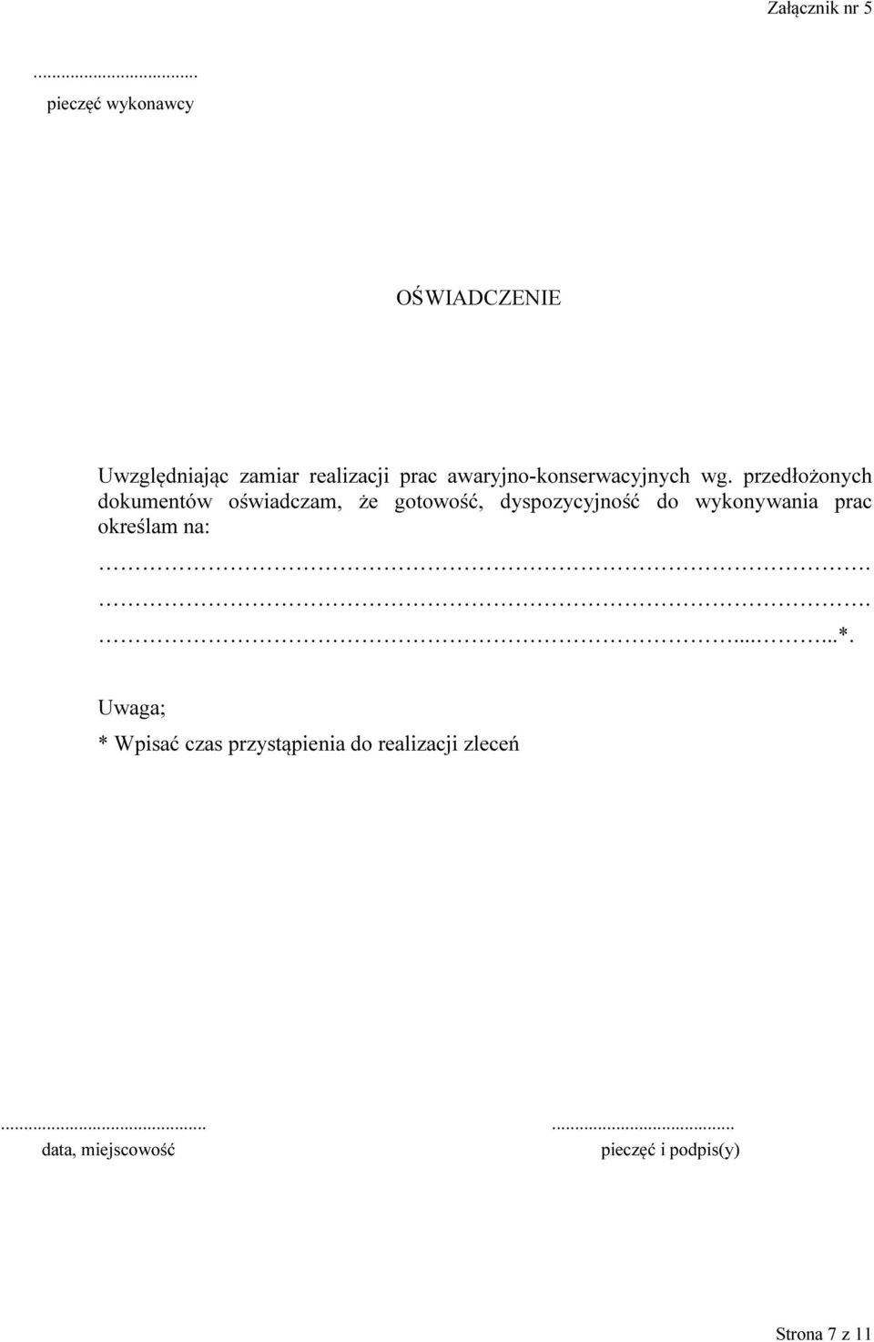awaryjno-konserwacyjnych wg.