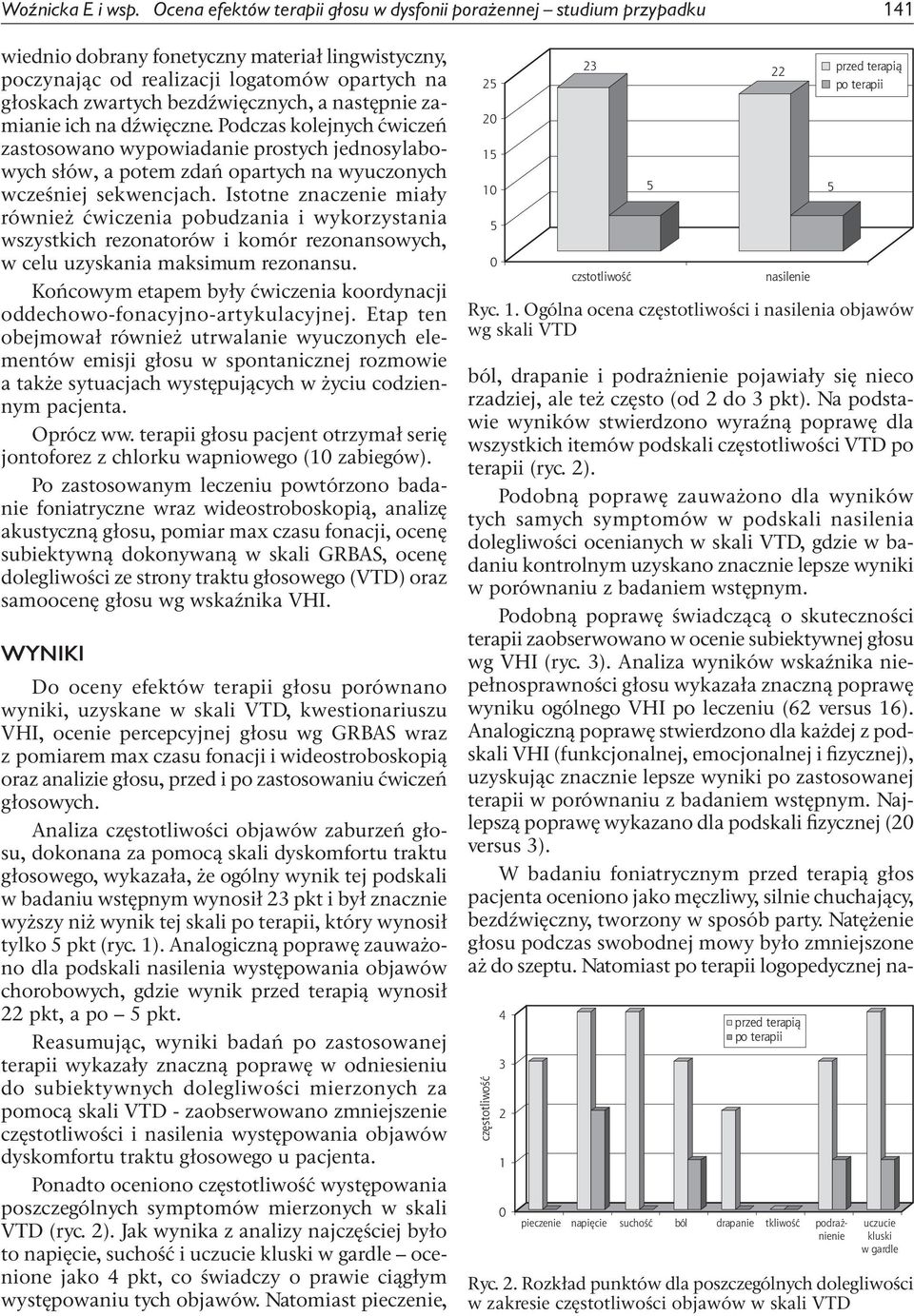 bezdźwięcznych, a następnie zamianie ich na dźwięczne. Podczas kolejnych ćwiczeń zastosowano wypowiadanie prostych jednosylabowych słów, a potem zdań opartych na wyuczonych wcześniej sekwencjach.