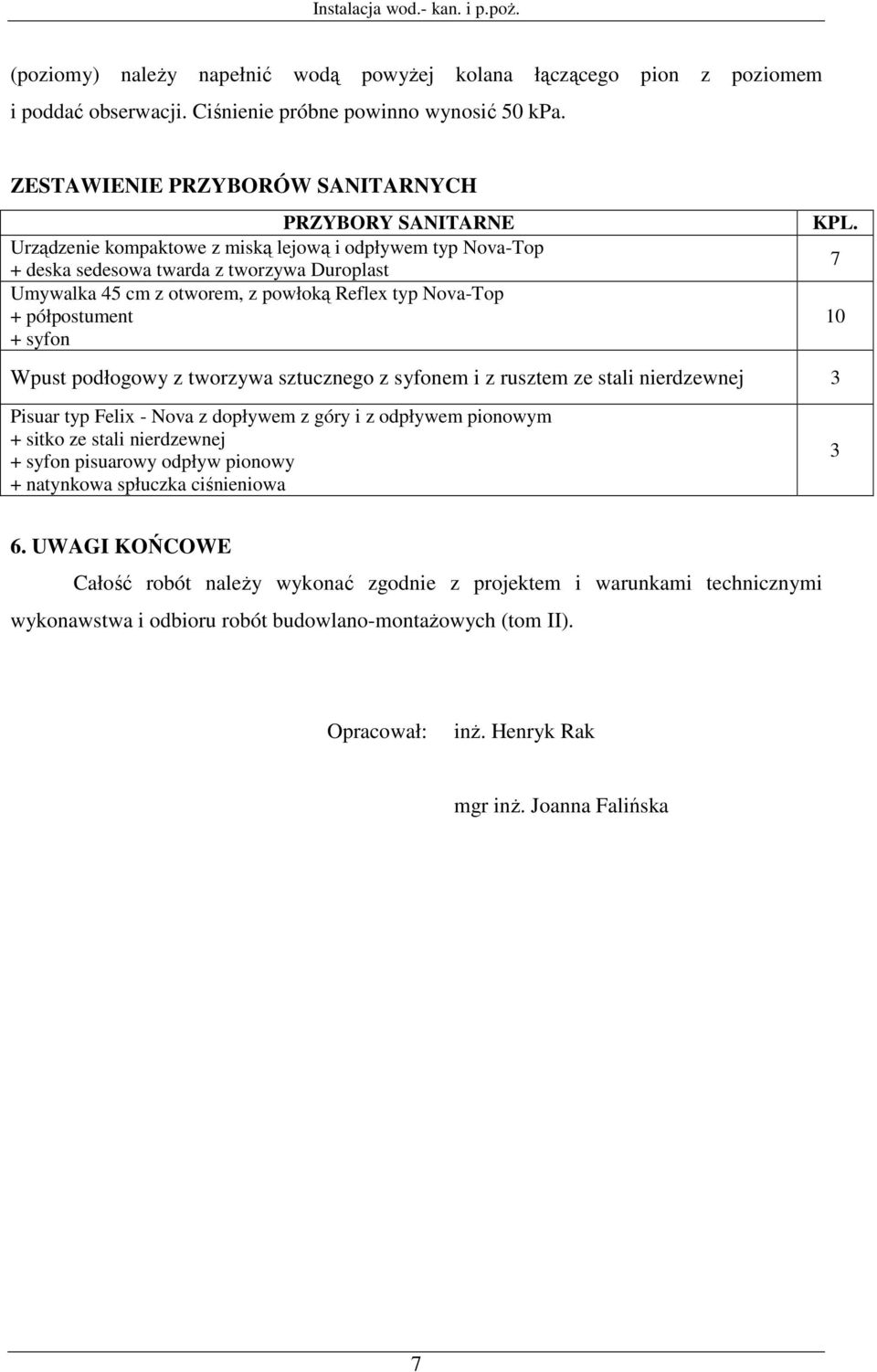 Reflex typ Nova-Top + półpostument + syfon KPL.