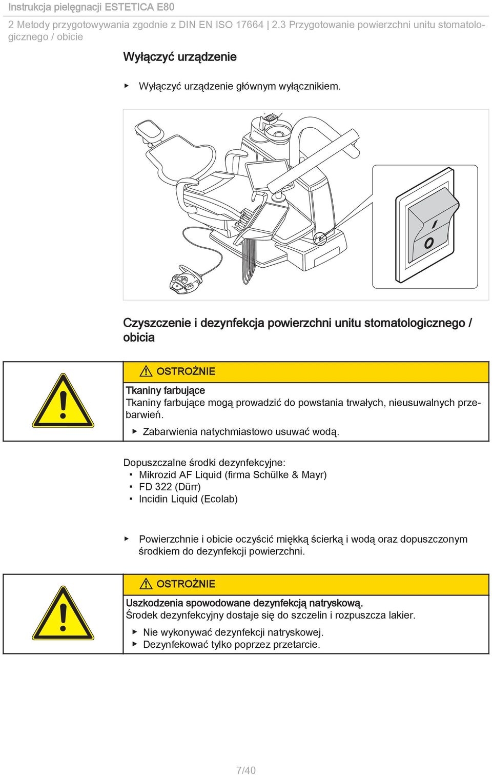 Zabarwienia natychmiastowo usuwać wodą.