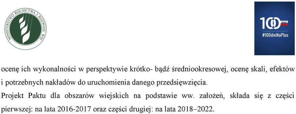 przedsięwzięcia. Projekt Paktu dla obszarów wiejskich na podstawie ww.