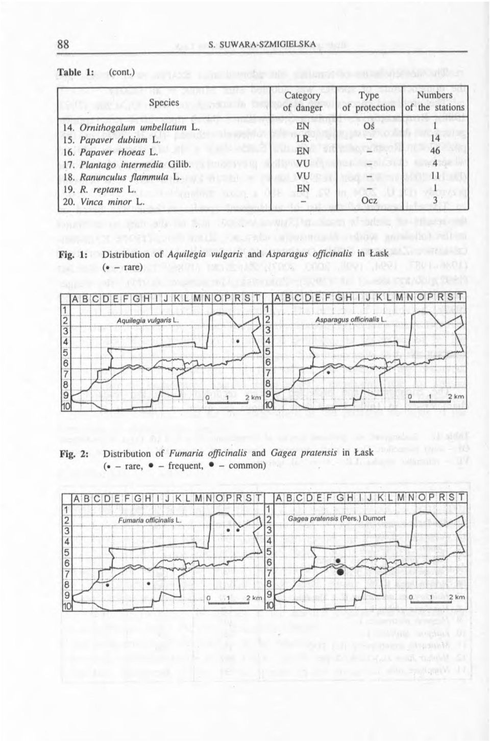 : Category o f danger Type o f protection Numbers o f the stations LR Oś 4 46 4 3 - D istribution o f Aquilegia