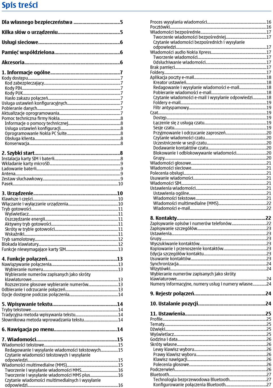 ..8 Informacje o pomocy technicznej...8 Usługa ustawień konfiguracji...8 Oprogramowanie Nokia PC Suite...8 Obsługa klienta...8 Konserwacja...8 2. Szybki start...8 Instalacja karty SIM i baterii.