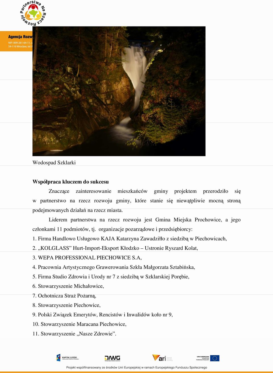 Firma Handlowo Usługowo KAJA Katarzyna Zawadziłło z siedzibą w Piechowicach, 2. KOLGLASS Hurt-Import-Eksport Kłodzko Ustronie Ryszard Kolat, 3. WEPA PROFESSIONAL PIECHOWICE S.A, 4.