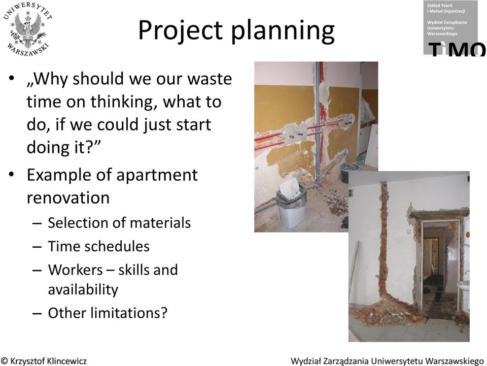 Example of apartment renovation Selection of materials