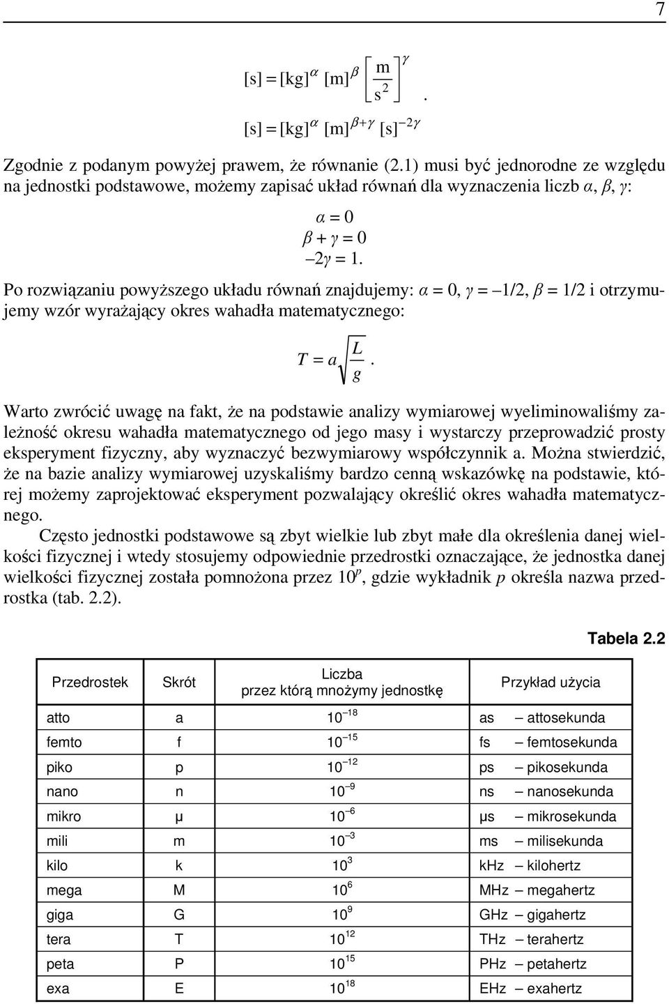 g Wato wócić uwagę na fakt, że na podstawie anali wmiaowej weliminowaliśm ależność okesu wahadła matematcnego od jego mas i wstac pepowadić post ekspement ficn, ab wnacć bewmiaow współcnnik a.
