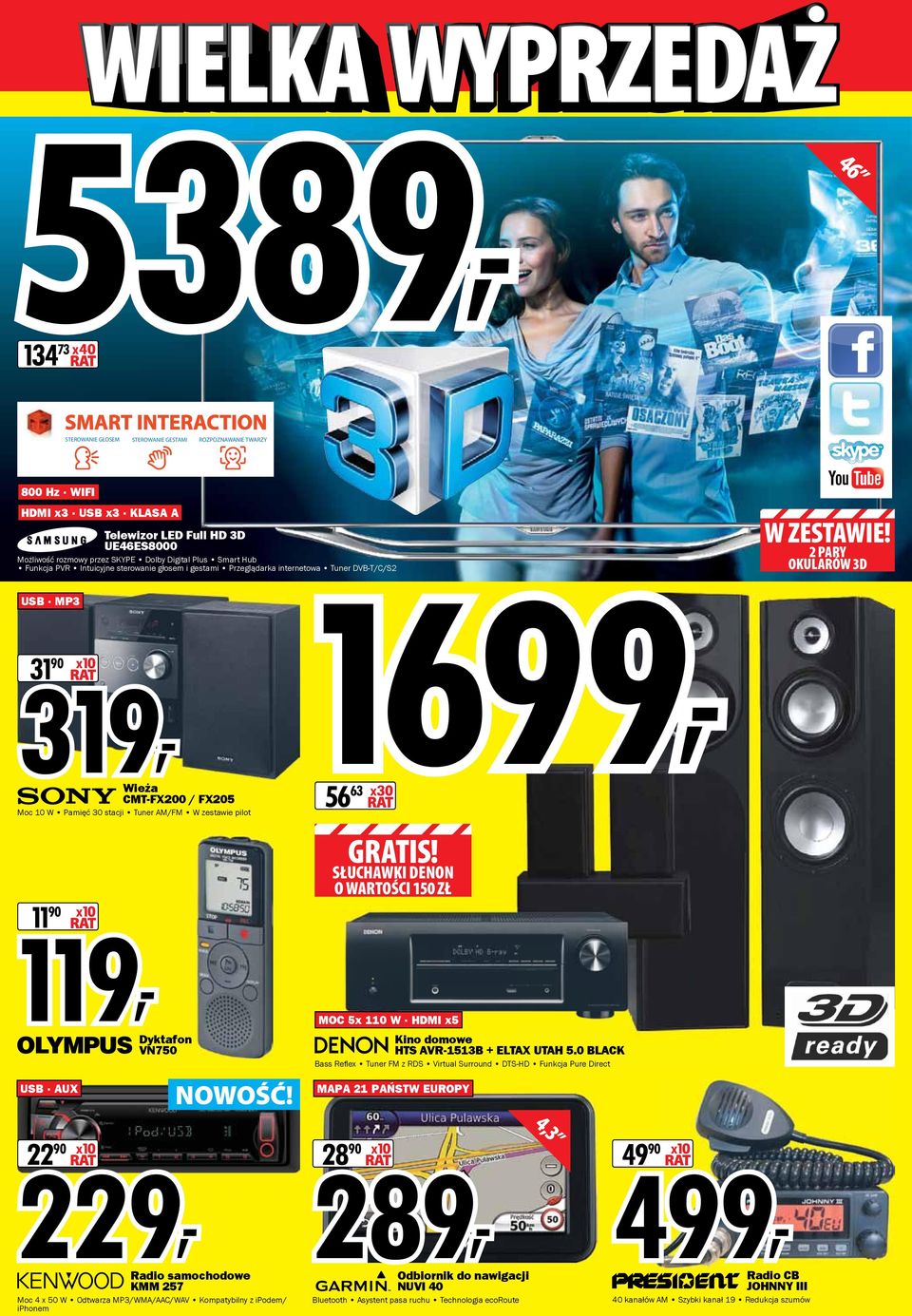 W zestawie pilot 11 119, Dyktafon VN750 USB AUX NOWOŚĆ! 16, 63 x30 56 SŁUCHAWKI DENON O WARTOŚCI 150 ZŁ MOC 5x 110 W HDMI x5 Kino domowe HTS AVR-1513B + ELTAX UTAH 5.