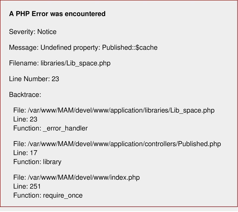 php Line Number: 23 Backtrace: File: /var/www/mam/devel/www/application/php Line: 23 Function:
