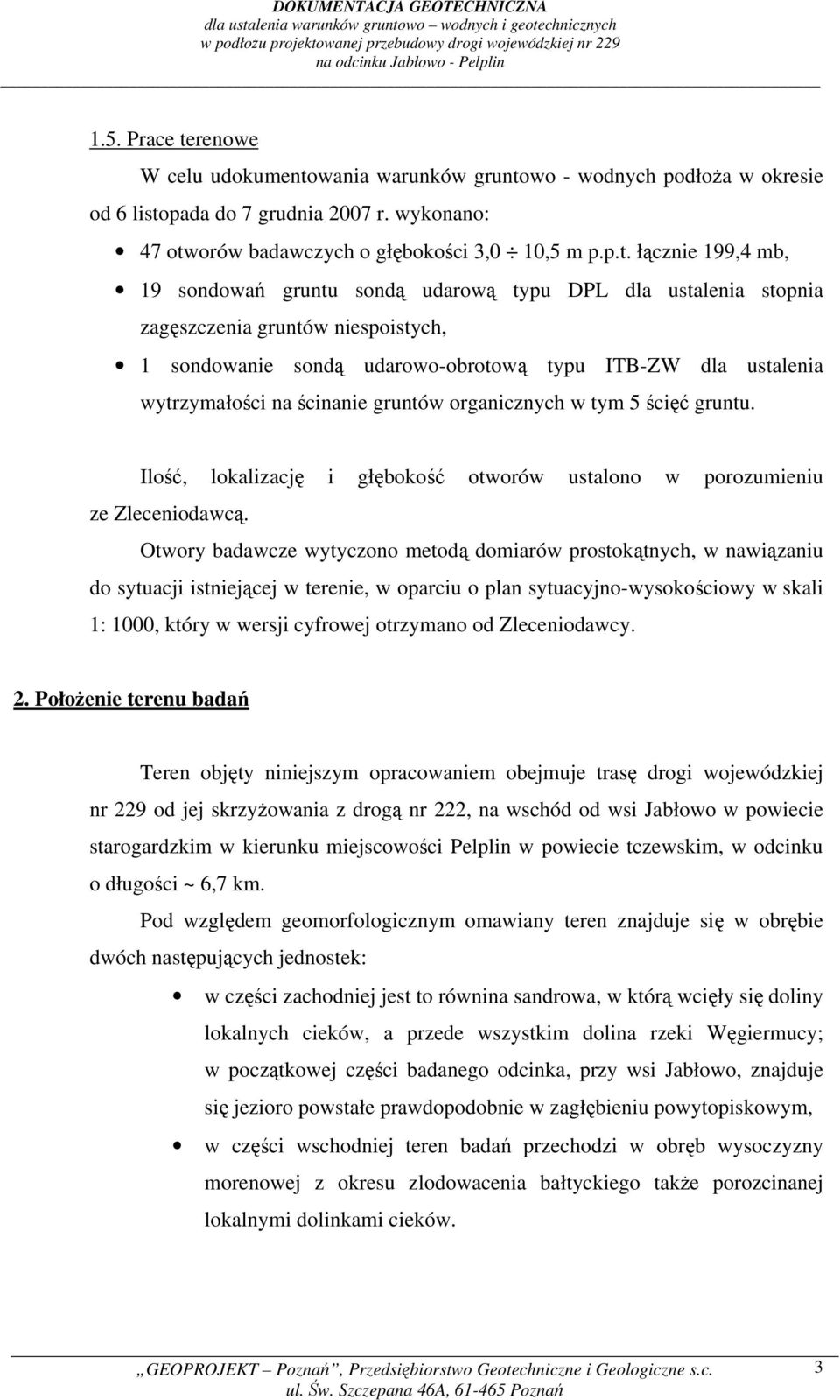 wania warunków grunto