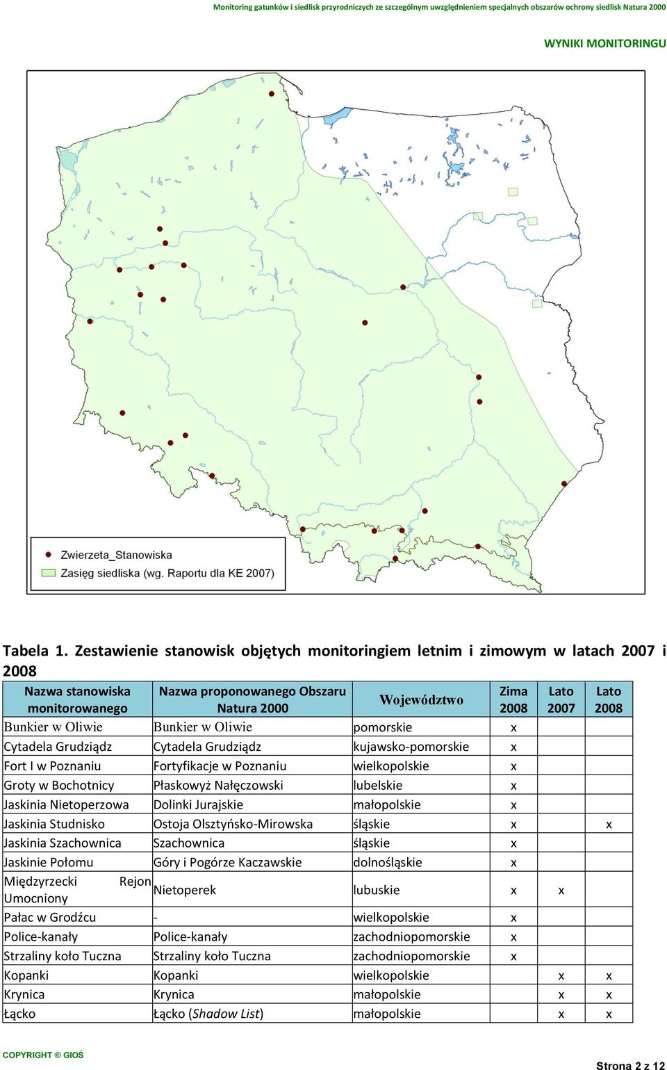 Oliwie Bunkier w Oliwie pomorskie x Cytadela Grudziądz Cytadela Grudziądz kujawsko-pomorskie x Fort I w Poznaniu Fortyfikacje w Poznaniu wielkopolskie x Groty w Bochotnicy Płaskowyż Nałęczowski
