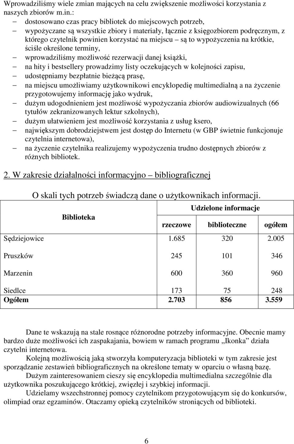 wypożyczenia na krótkie, ściśle określone terminy, wprowadziliśmy możliwość rezerwacji danej książki, na hity i bestsellery prowadzimy listy oczekujących w kolejności zapisu, udostępniamy bezpłatnie