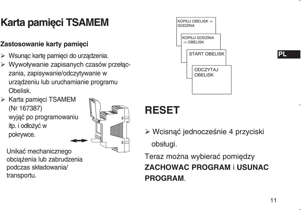 Karta pami ci TSAMEM (Nr 167387) wyjàç po programowaniu itp. i od o yç w pokrywce.