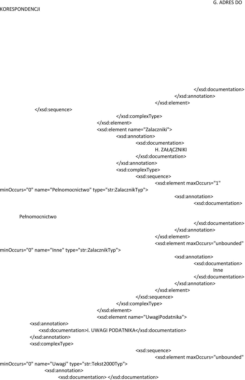 Pełnomocnictwo minoccurs="0" name="inne" type="str:zalaczniktyp"> <xsd:element maxoccurs="unbounded"
