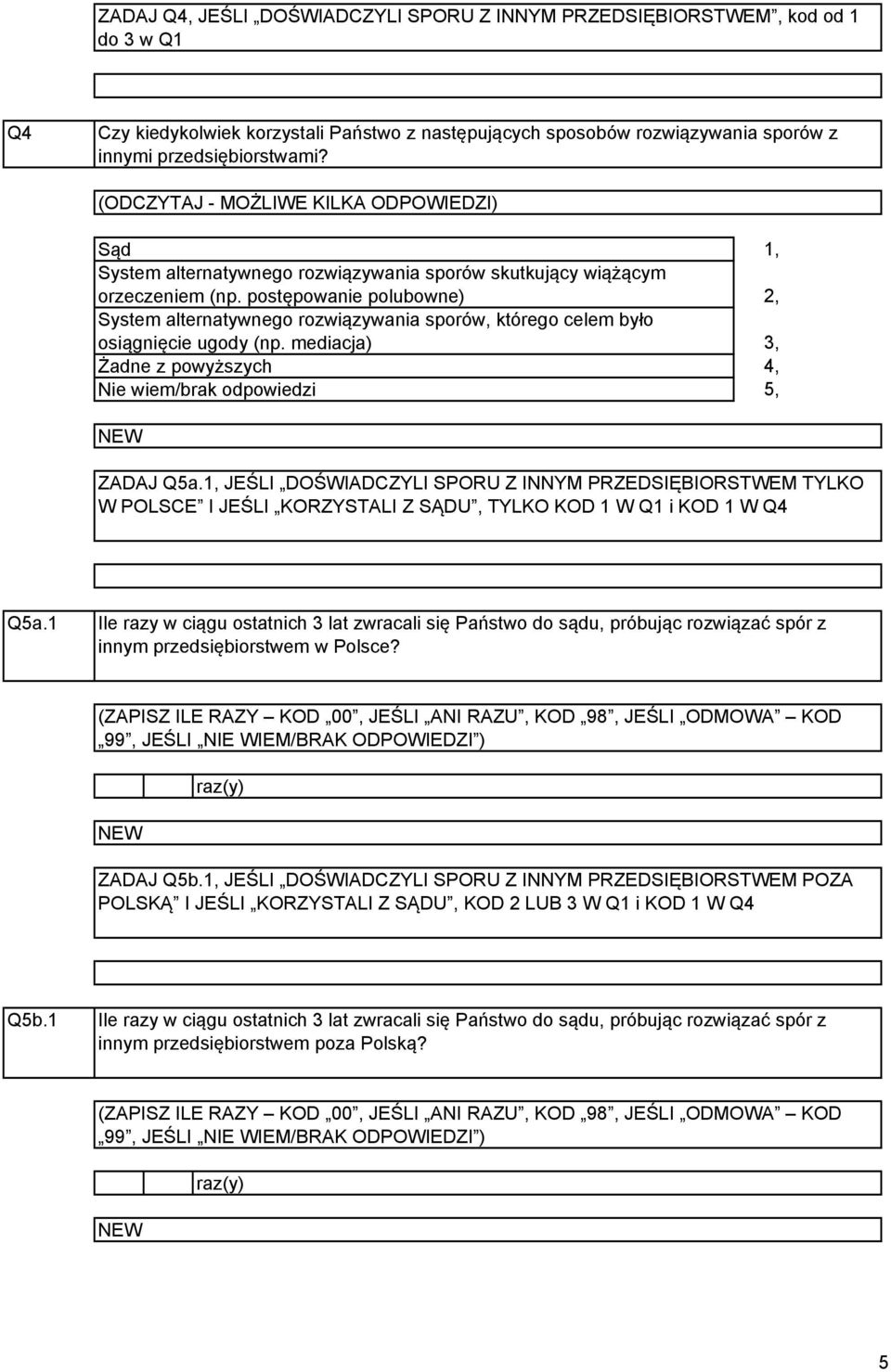 postępowanie polubowne System alternatywnego rozwiązywania sporów, którego celem było osiągnięcie ugody (np. mediacja Żadne z powyższych 1, 2, 3, 4, 5, ZADAJ Q5a.