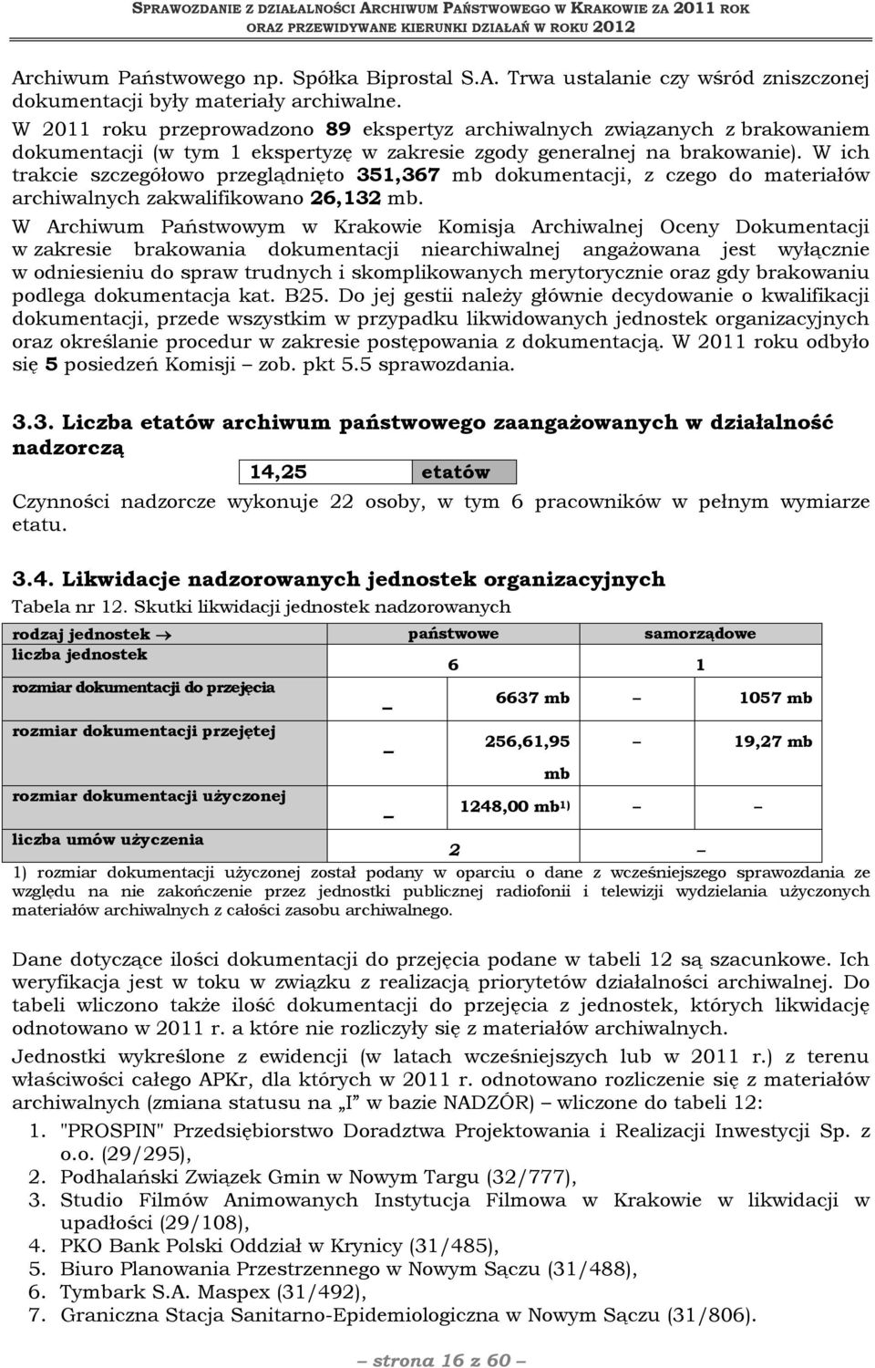 W ich trakcie szczegółowo przeglądnięto 351,367 mb dokumentacji, z czego do materiałów archiwalnych zakwalifikowano 26,132 mb.