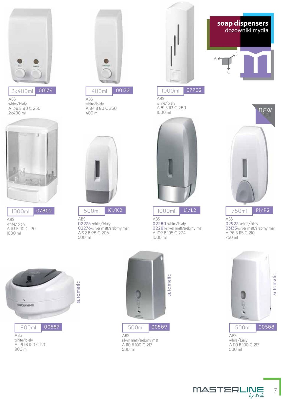 02280-02281-silver matt/srebrny mat 109 105 274 1000 ml 02923-03133-silver matt/srebrny mat 98 115 210 750 ml automatic