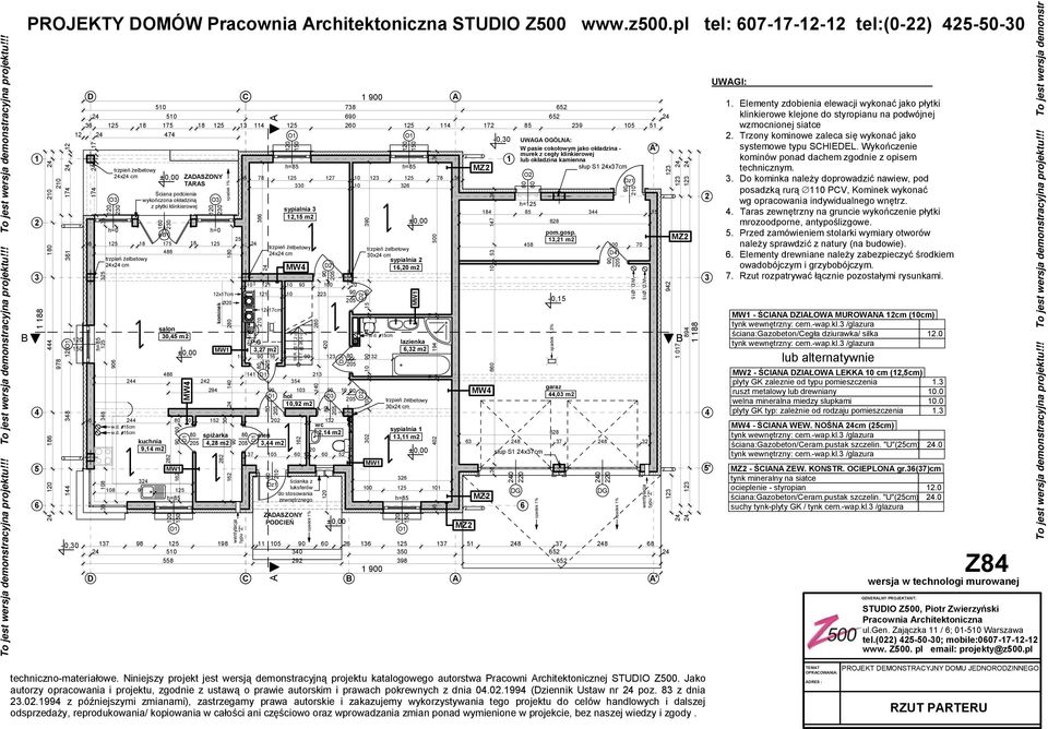 3 270 121 D1 202 2 Dz1 330 P.G 3,27 m2 15 1 typu "Z" Ø14/1 37 121 A A x cm 12x17cm sień 3,44 m2 5 sypialnia 3 12,15 m2 18 R. @ 17,2 cm 17 T.