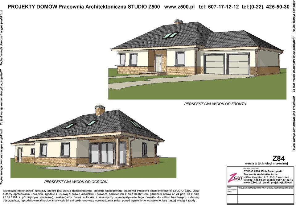 projektu, zgodnie z ustawą o prawie autorskim i prawach