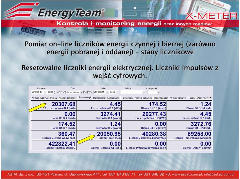 stany licznikowe Resetowalne liczniki energii