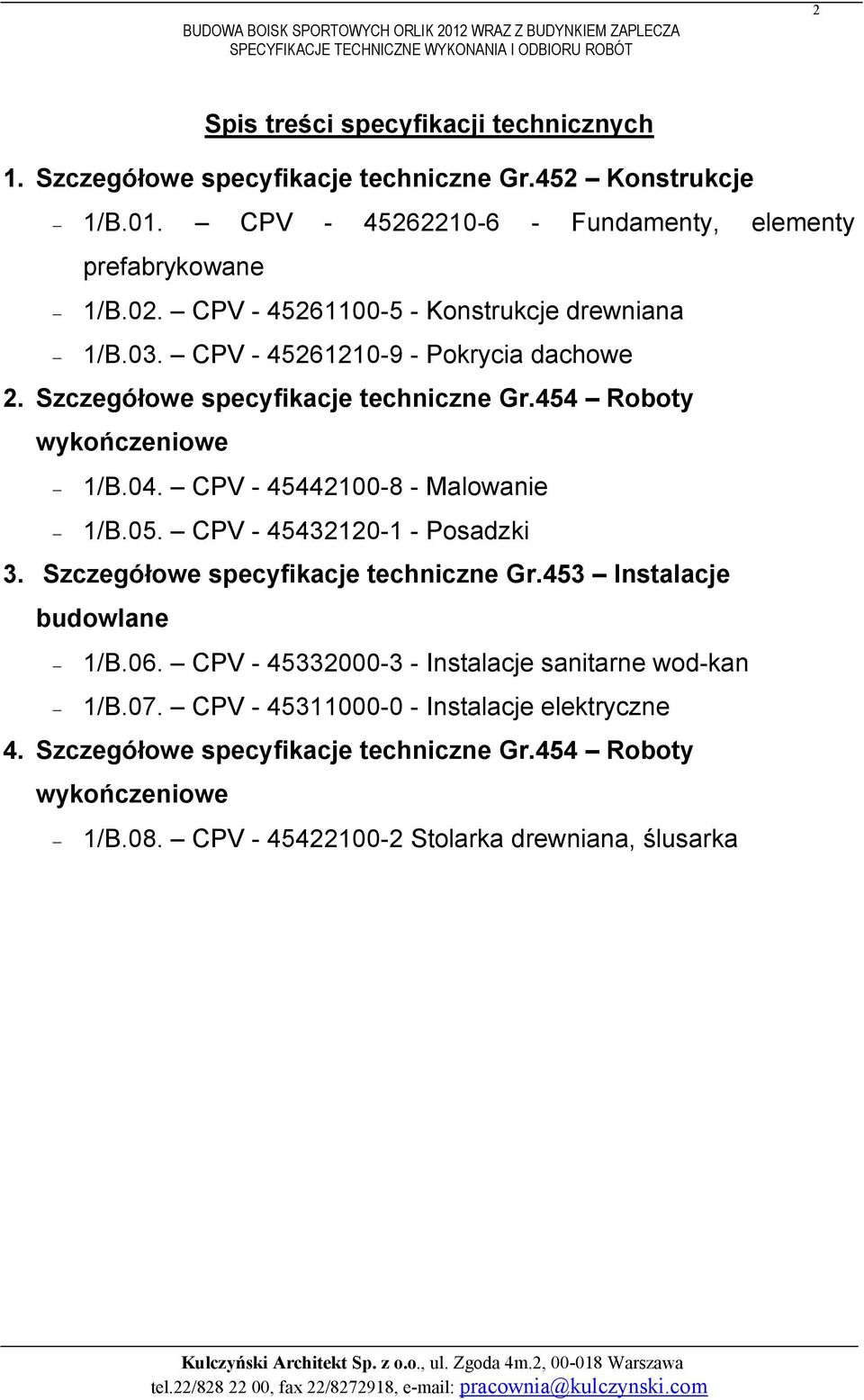 Szczegółowe specyfikacje techniczne Gr.454 Roboty wykończeniowe 3.