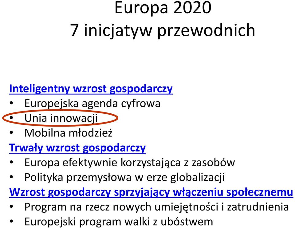 zasobów Polityka przemysłowa w erze globalizacji Wzrost gospodarczy sprzyjający włączeniu