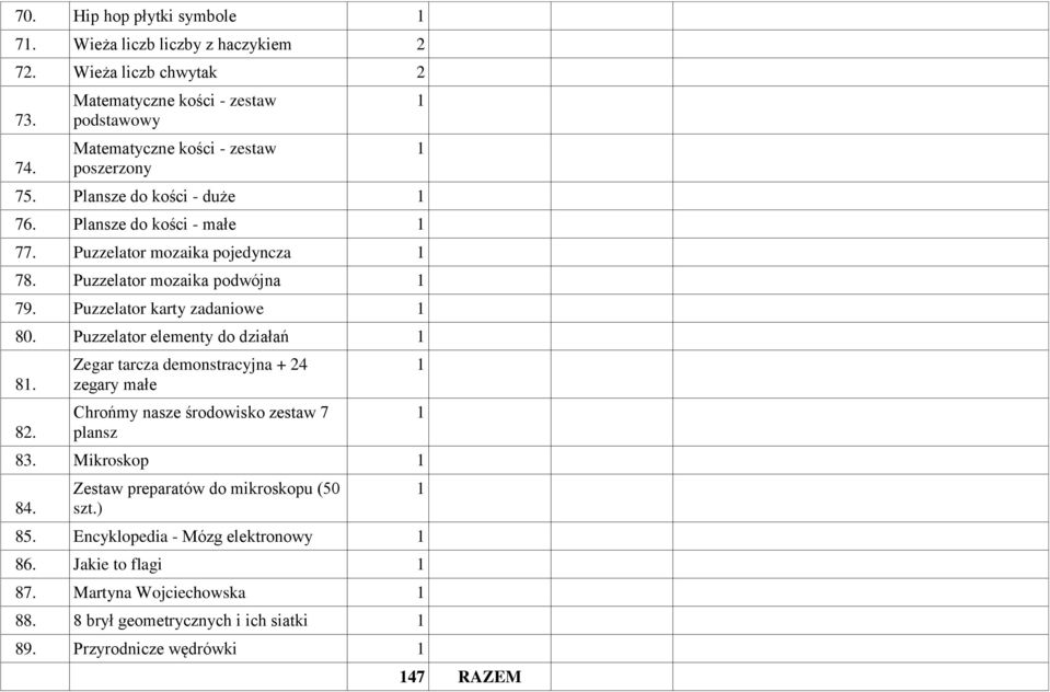 Puzzelator mozaika pojedyncza 78. Puzzelator mozaika podwójna 79. Puzzelator karty zadaniowe 80. Puzzelator elementy do działań 8. 82.