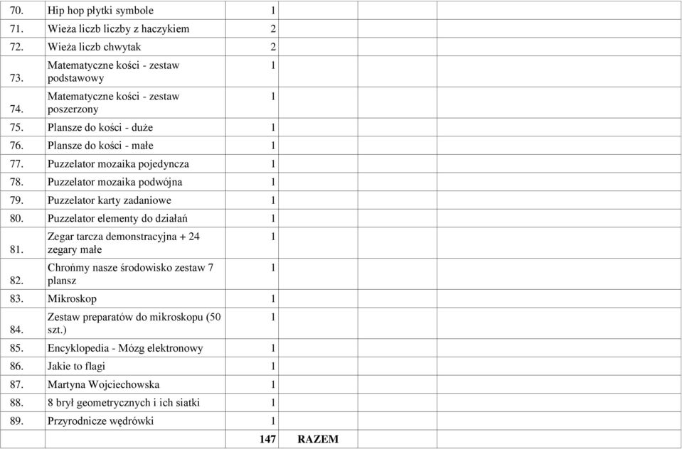 Puzzelator mozaika pojedyncza 78. Puzzelator mozaika podwójna 79. Puzzelator karty zadaniowe 80. Puzzelator elementy do działań 8. 82.