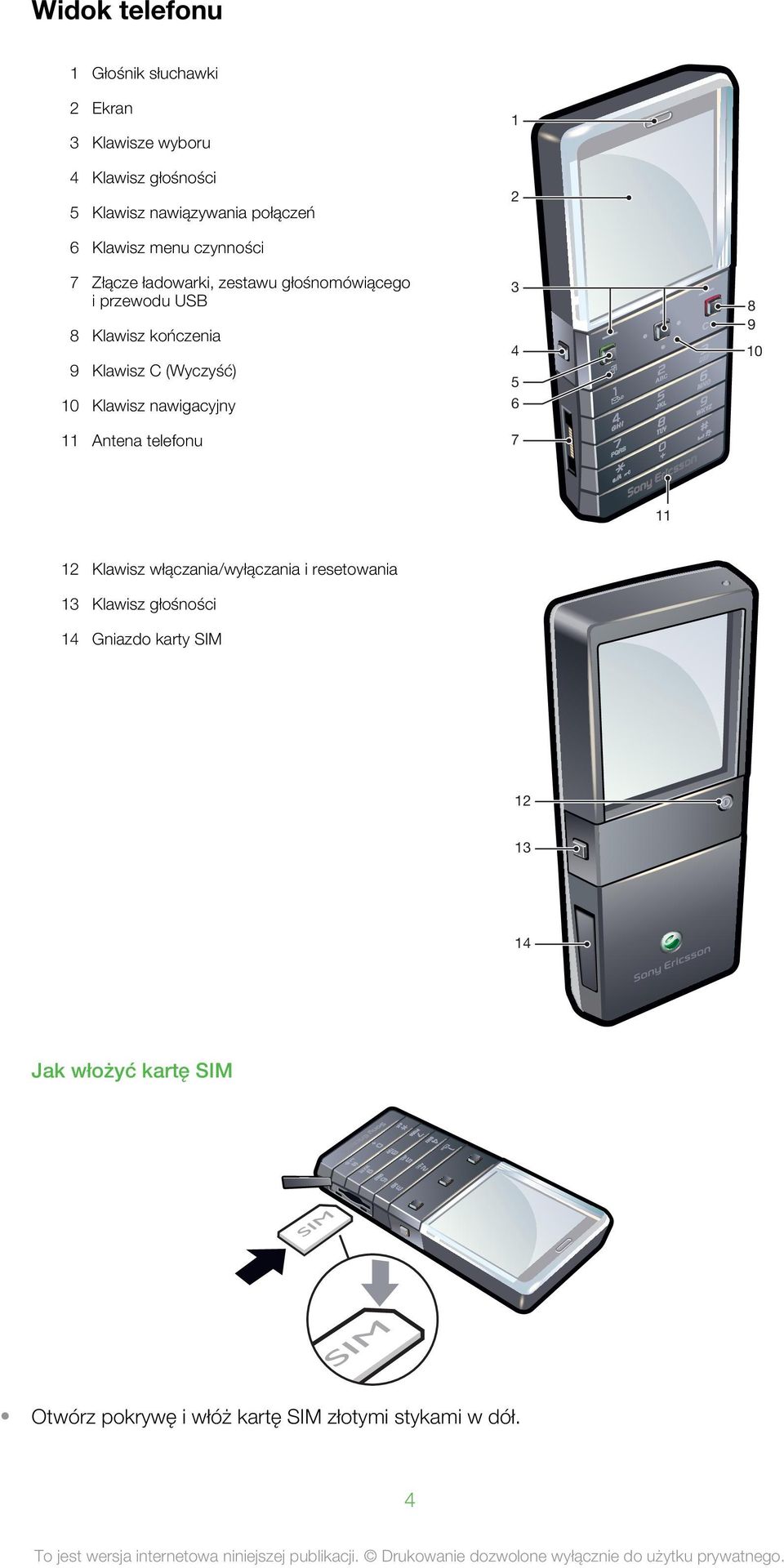 (Wyczyść) 10 Klawisz nawigacyjny 11 Antena telefonu 3 4 5 6 7 8 9 10 11 12 Klawisz włączania/wyłączania i resetowania