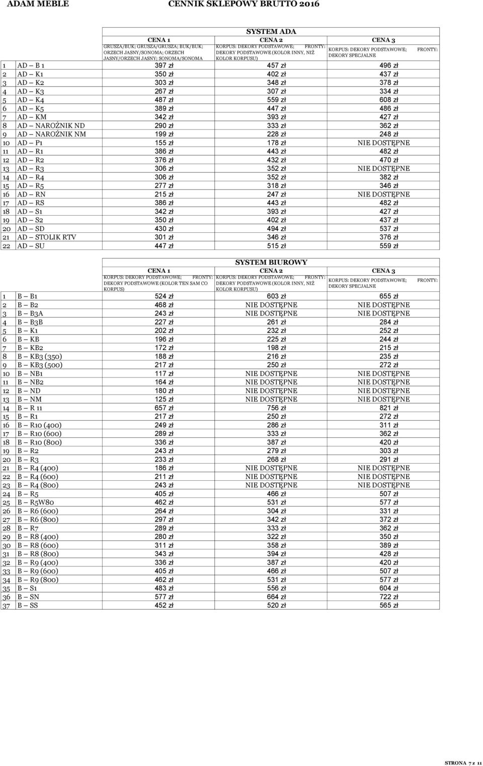155 zł 178 zł NIE DOSTĘPNE 11 AD R1 386 zł 443 zł 482 zł 12 AD R2 376 zł 432 zł 470 zł 13 AD R3 306 zł 352 zł NIE DOSTĘPNE 14 AD R4 306 zł 352 zł 382 zł 15 AD R5 277 zł 318 zł 346 zł 16 AD RN 215 zł