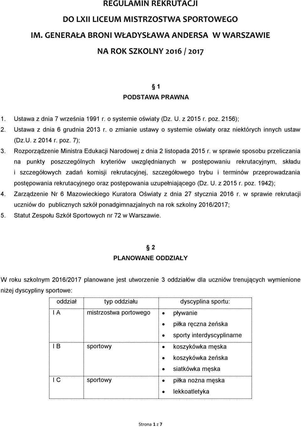 Rozporządzenie Ministra Edukacji Narodowej z dnia 2 listopada 2015 r.