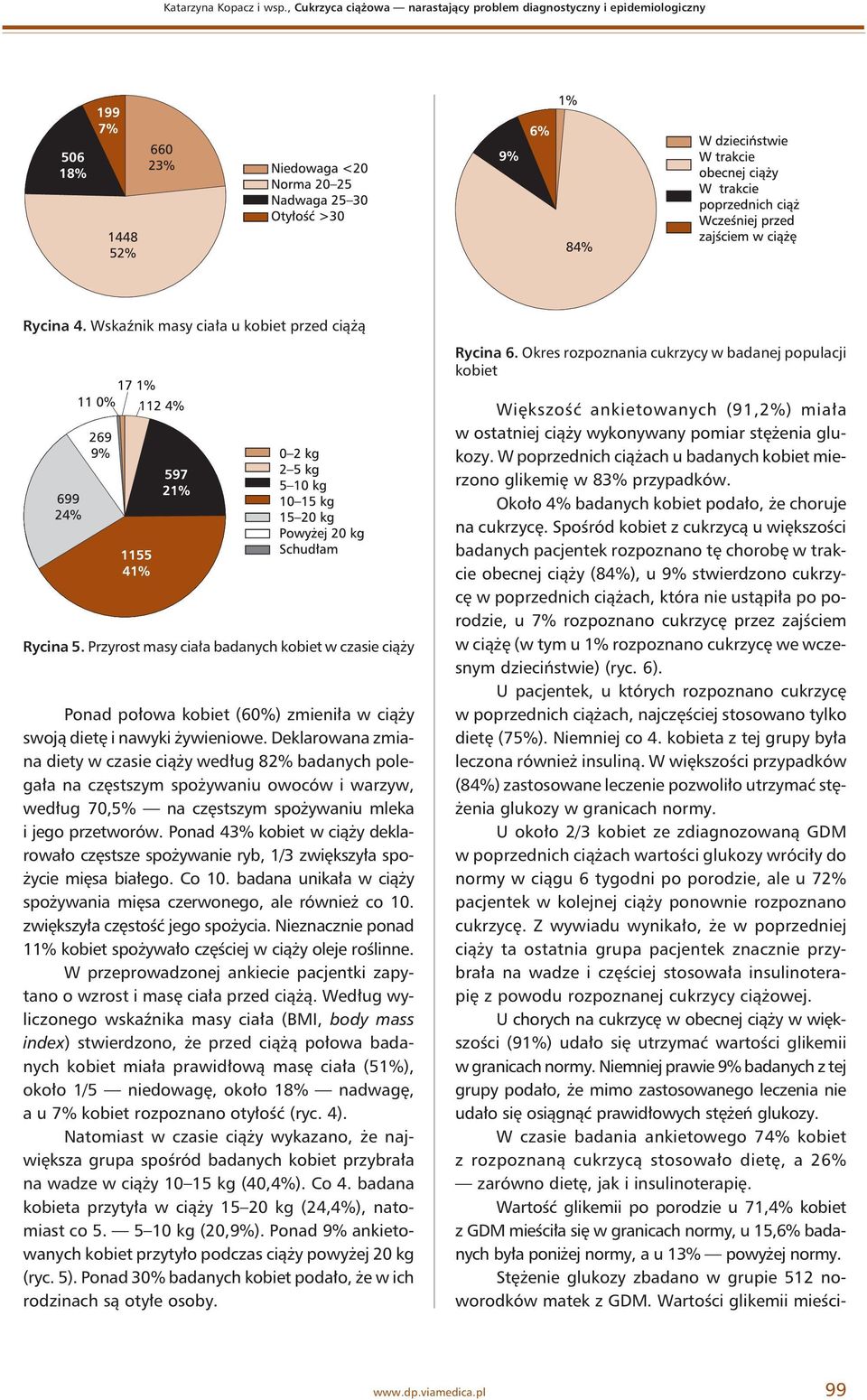 Deklarowana zmiana diety w czasie ciąży według 82% badanych polegała na częstszym spożywaniu owoców i warzyw, według 70,5% na częstszym spożywaniu mleka i jego przetworów.