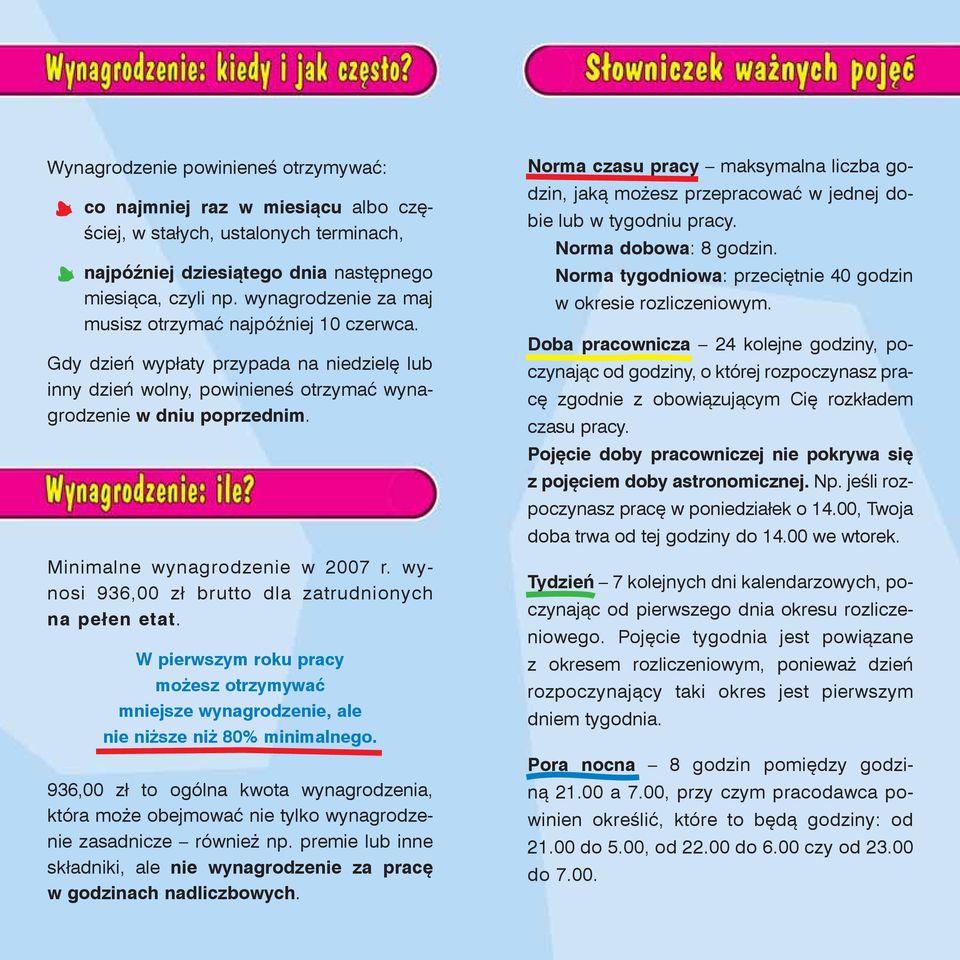 Minimalne wynagrodzenie w 2007 r. wynosi 936,00 zł brutto dla zatrudnionych na pełen etat. W pierwszym roku pracy możesz otrzymywać mniejsze wynagrodzenie, ale nie niższe niż 80% minimalnego.