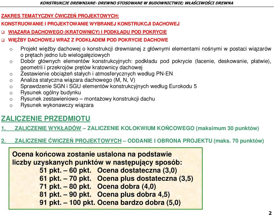 podkładu pod pokrycie (łacenie, deskowanie, płatwie), geometrii i przekrojów prętów kratownicy dachowej o Zestawienie obciążeń stałych i atmosferycznych według PN-EN o Analiza statyczna wiązara