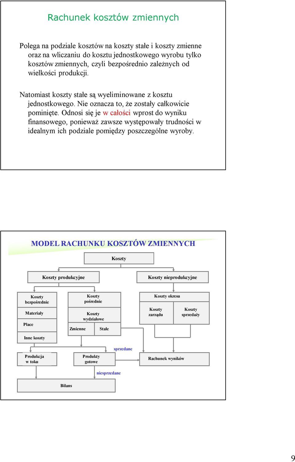 Odnosi się je w całości wprost do wyniku finansowego, ponieważ zawsze występowały trudności w idealnym ich podziale pomiędzy poszczególne wyroby.