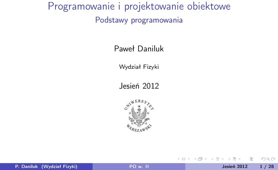 Wydział Fizyki Jesień 2012 P.