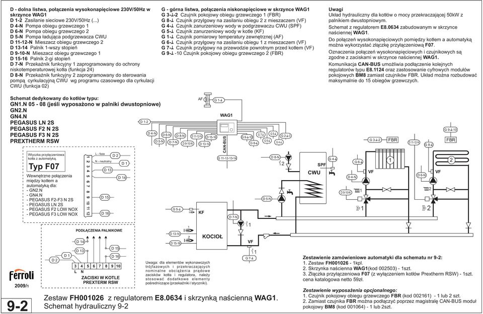D 7-N PrzekaŸnik funkcyjny zaprogramowany do ochrony niskotemperaturowej kot³a (funkcja 4) D 8-N PrzekaŸnik funkcyjny zaprogramowany do sterowania pomp¹ cyrkulacyjn¹ wg programu czasowego dla